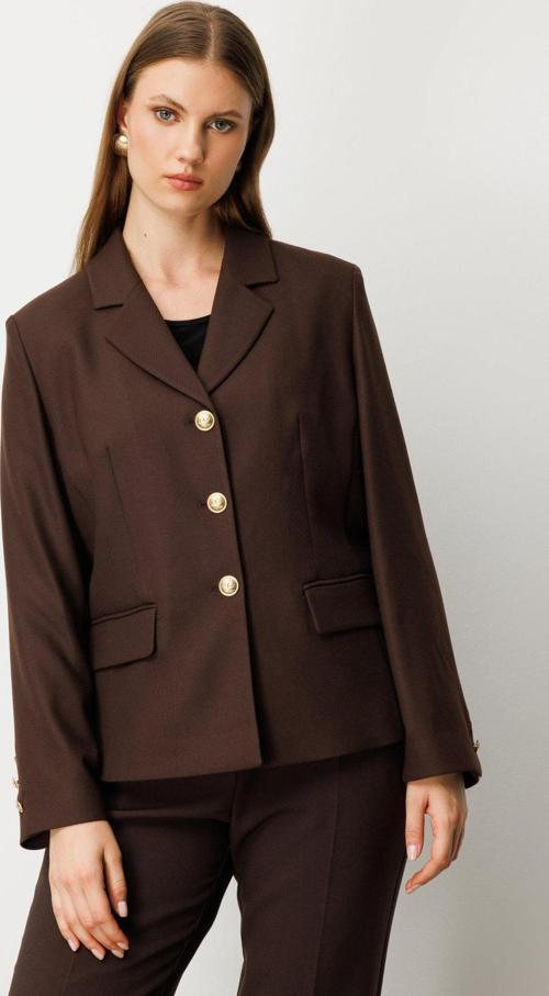 Kadın Büyük Beden Kapak Cepli Ceket 5549 Kahverengi