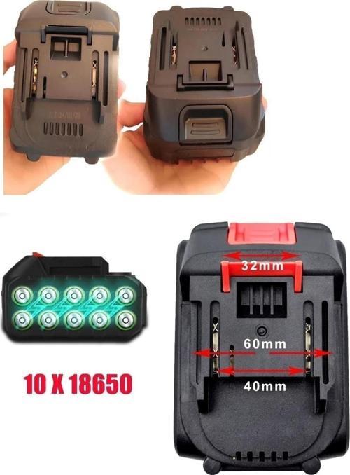 Power Black Şarjlı Matkap, Kırıcı, Taşlama, İspiral, Budama, Testere, Somun Sıkma Bataryası 10 Pili