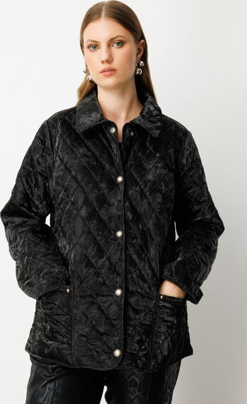 Kadın Büyük Beden Torba Cepli Kapitone Mont 6803 Siyah