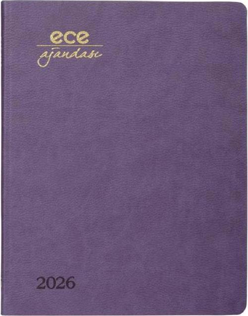 AJANDASI ALAÇATI 2026 Mor - Haftalık 110gr. İthal Kağıt Lastikli 18,5x23,5