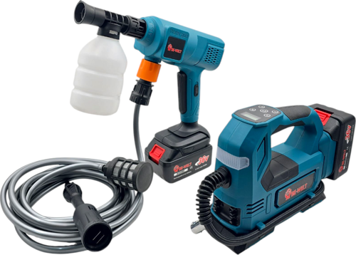 Be-Welt BHD02 Şarjlı Yıkama Makinesi ve Şarjlı Mini Kompresör Çantalı Set