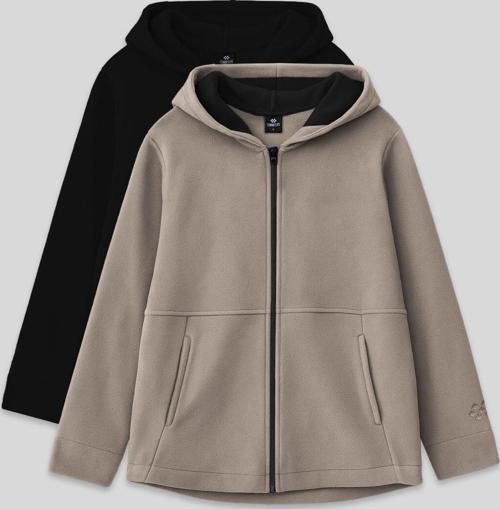 Standart Fit Kapüşonlu 2li Paket Siyah-Koyu Bej Kız Çocuk Sweatshirt - 75152