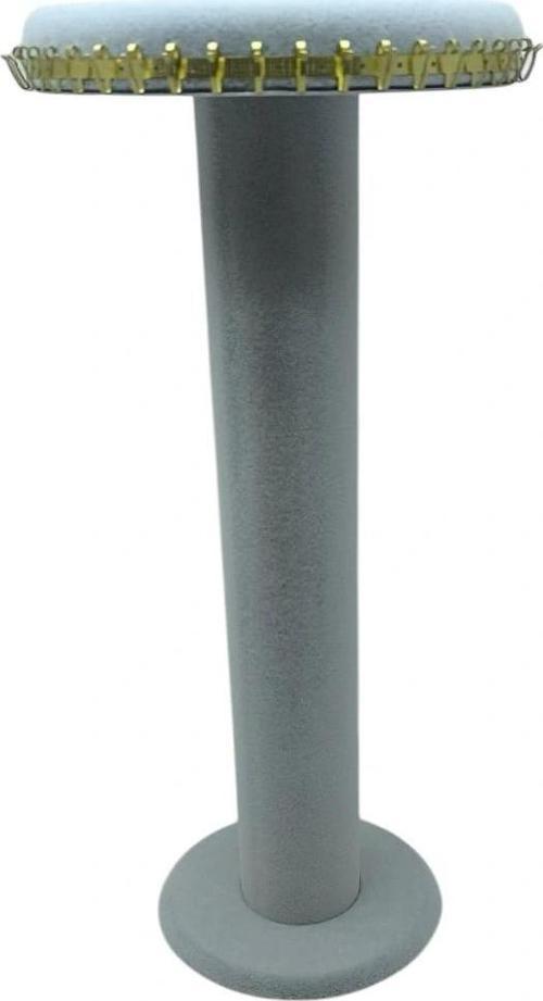 Süet Kumaş Gri Renk 35 cm Yuvarlak Model Kolye-tesbih-bileklik Standı