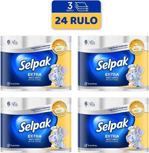 Extra 3 Katlı Kağıt Havlu 6 lı x 4 Adet (24 Rulo)