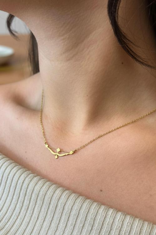 - BURCU 7427 Yay Burcu Gümüş Kolye - Gold