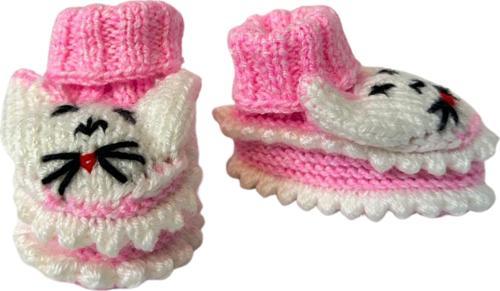 - Çiğdem 1390 1206 El Örgüsü Tavşan Desenli Pembe Bebek Patik / 12 - 24 Ay