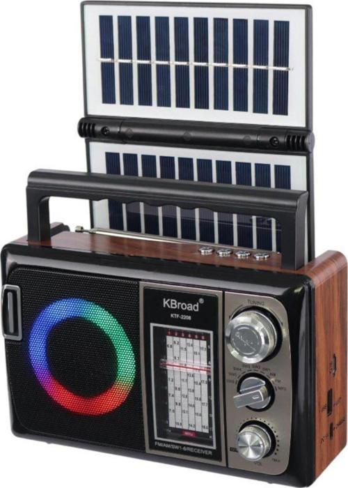 KBroad Ktf-2208 Nostalji Solar Enerjili Güneş Panelli Fm Radyo Şarj Edilebilir
