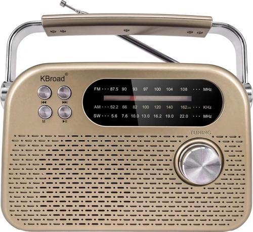 KBroad KTF-2026 Sarı Full Band Radyo - Nostaljik Görünümlü, DC Şarjlı, Güçlü Ses Çıkışlı