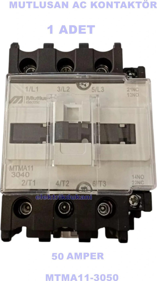 3P 50A 22KW AC Kontaktör 220v 1NO+1NC (50 Amper 220 Volt 1 Açık 1 Kapalı Kontak Trifaze Kon