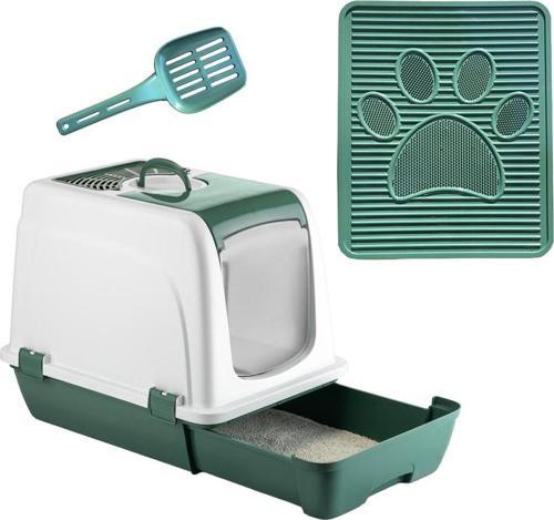 Orta Boy Çekmeceli Kapalı Kedi Tuvaleti Paspas ve Kürek Hediyeli