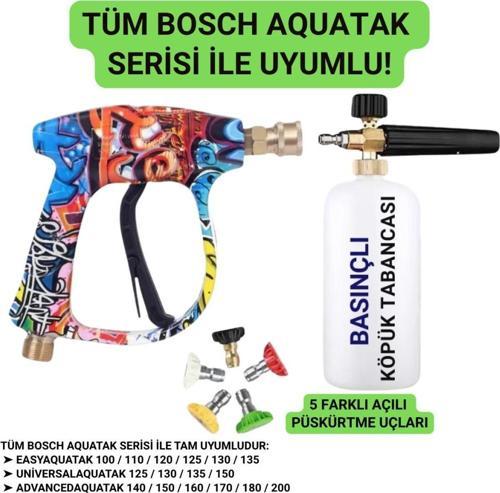 Tüm Bosch Aquatak Serisi ile Uyumlu Basınçlı Yıkama Makineleriyle Uyumlu Profesyonel Araç Yıkama Tabanca Seti