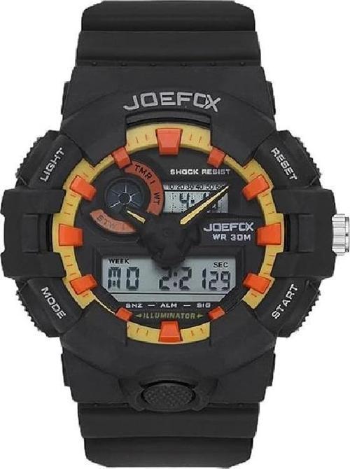 Analog Dijital Spor Kol Saati, Siyah Turuncu, Şok Dirençli, LCD Ekranlı, Çift Göstergeli, Su Geçirmez