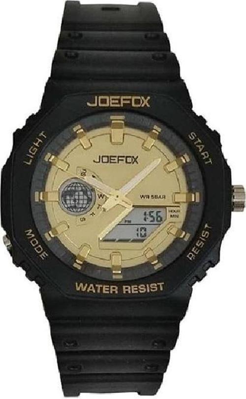 Analog Dijital Unisex Kol Saati, Siyah Silikon Kayışlı, Altın Detaylı, Su Dayanıklı