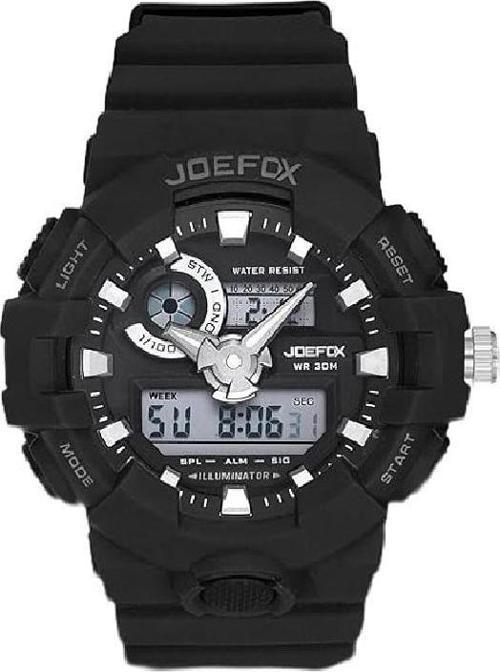 Analog ve Dijital Ekranlı Su Geçirmez Spor Kol Saati, Siyah Silikon Kordon, 3 ATM Suya Dayanıklı, 2 Yıl Garantili,