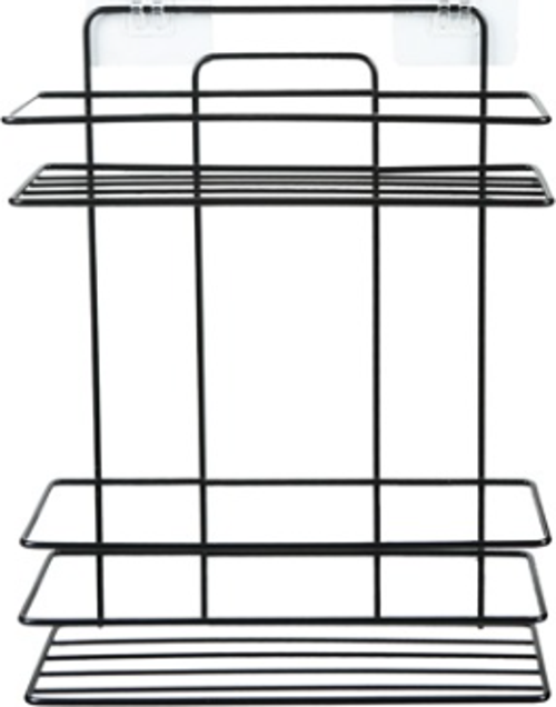 MK Yapişkanli 2 Katli Di̇kdörtgen Banyo Rafi Si̇yah