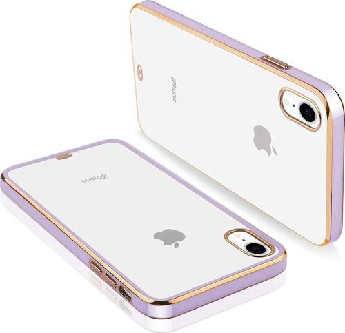 Şeffaf Silikon Kılıf için iPhone X, Lila Kenarlı, Ultra İnce Koruyucu Kapak