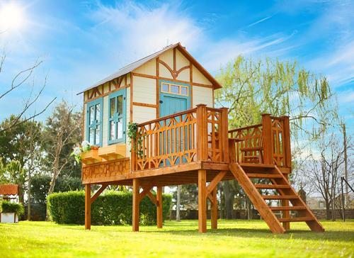 Ahşap Yerden Yüksek Ağaç Oyun Evi