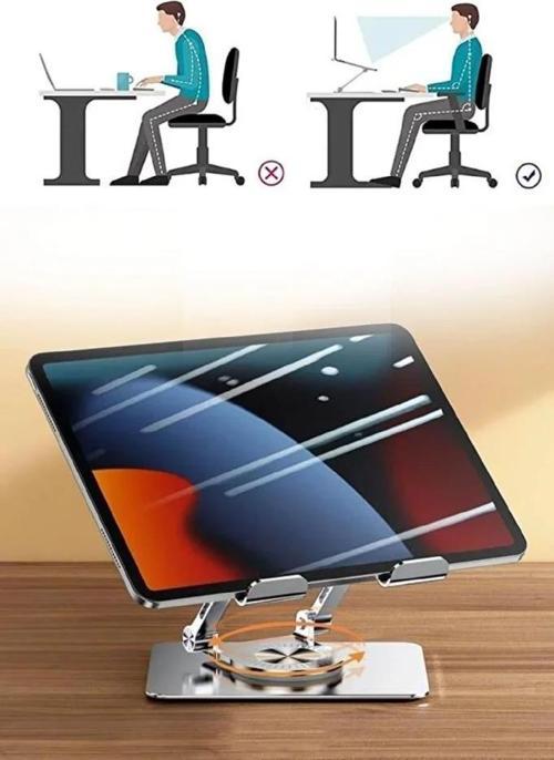 Yükseklik Ayarlı 7-12 inç Metal Tablet Soğutucu Masaüstü 360 Dönen Ayaklı Laptop Standı ipad Tutucu