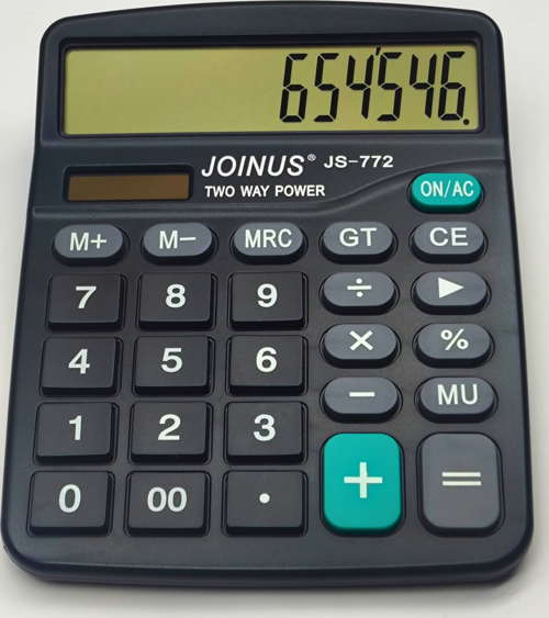 JOINUS JS-772 12 Haneli Büyük Ekranlı İki Yönlü Güç Kaynaklı Elektronik Hesap Makinesi