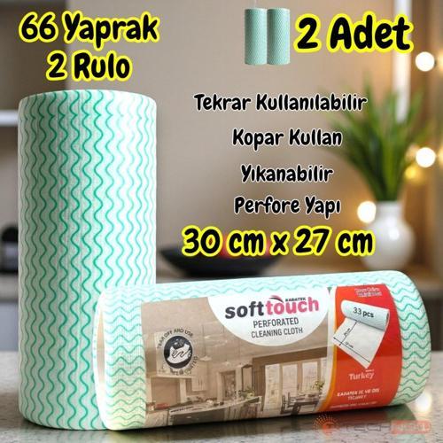 Softtex 33 Yaprak Kopar Kullan Rulo Hassas Temizlik Bezi 27x30cm 2'li