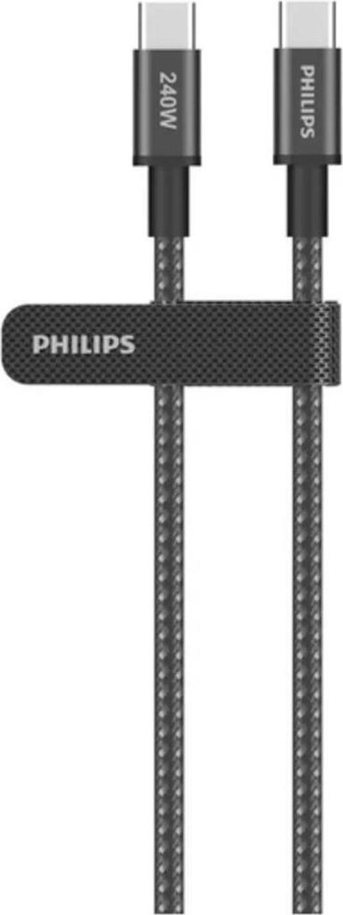 DLC7030C/00 240W USB-C to USB-C Örgülü Şarj Kablosu 1M, Siyah