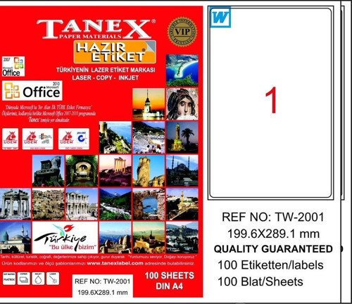 Tw-2001 199,6X289,1 Mm Laser Etiket 100 Ad.