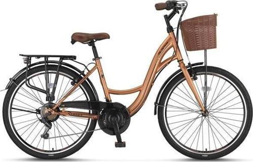 2810 ALANYA SEPETLİ KADIN ŞEHİR BİSİKLETİ 28 JANT 21 VİTES GOLD SİYAH