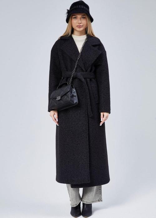 Siyah Buklet Kaşe Oversize Kaban