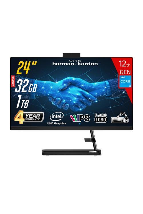 Ic Aıo3 24Iap7 Intel Ci5-12450H 32Gb 1Tb Ssd 23.8 Fhd Ips Freedos Siyah Aıo Bilgisayar