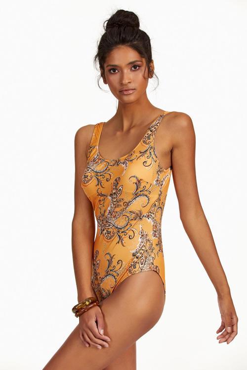 Bicomi Şal Desenli Yuvarlak Yaka Mayo