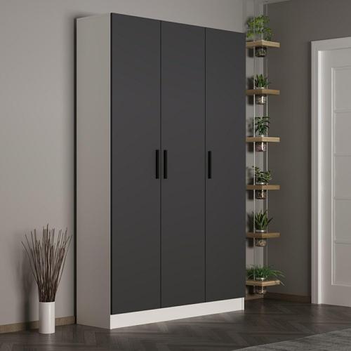 Kale 210 Cm 3 Kapaklı 1B Raf Portmanto Beyaz Antrasit