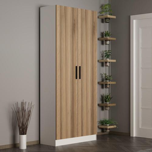 Kale 210 Cm 2 Kapaklı 2B Raf Portmanto Beyaz Dore