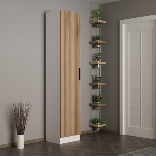 Kale 210 Cm 1 Kapaklı 1B Raf Portmanto Beyaz Dore