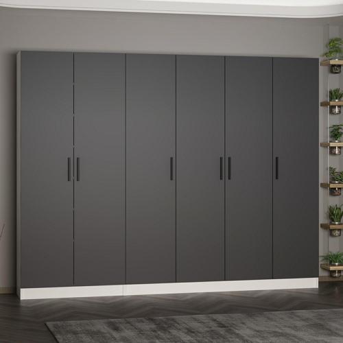 Kale 210 Cm 6 Kapaklı 4B Raf Portmanto Beyaz Antrasit