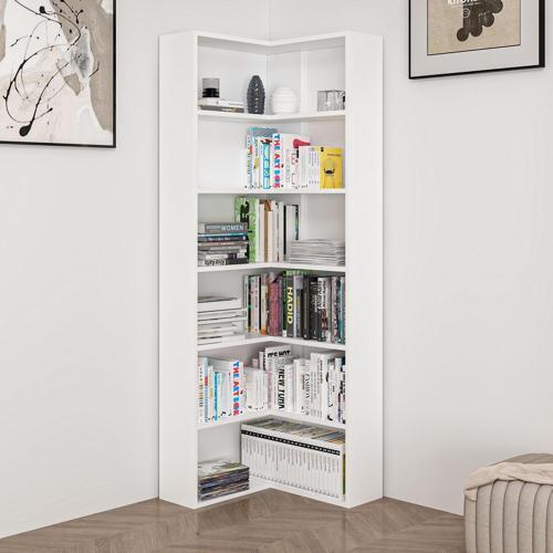 Adel 5 Raflı Köşe Kitaplık - Beyaz