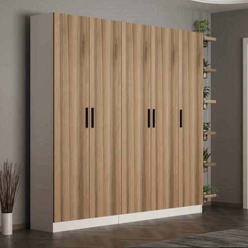 Kale 210 Cm 5 Kapaklı 3B Raf Portmanto Beyaz Dore