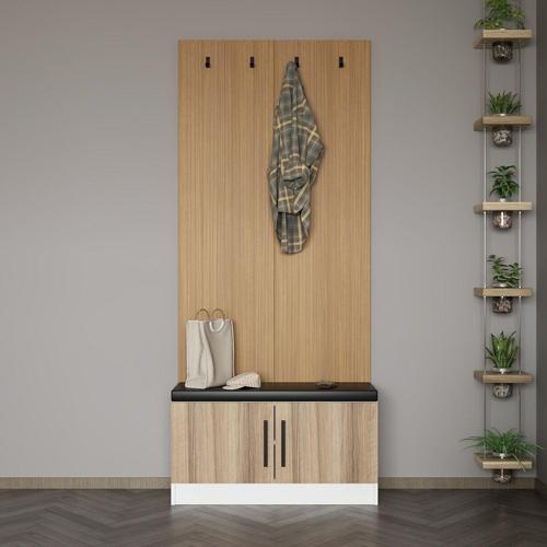 Kale Dekor Panel Ayakkabılık Minderli Beyaz Dore