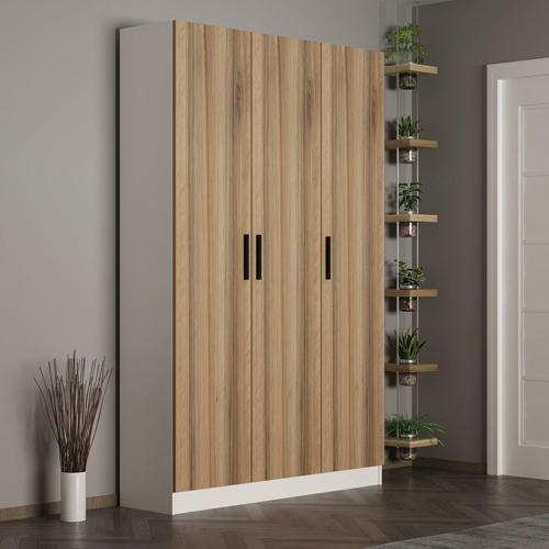 Kale 210 Cm 3 Kapaklı 1B Raf Portmanto Beyaz Dore