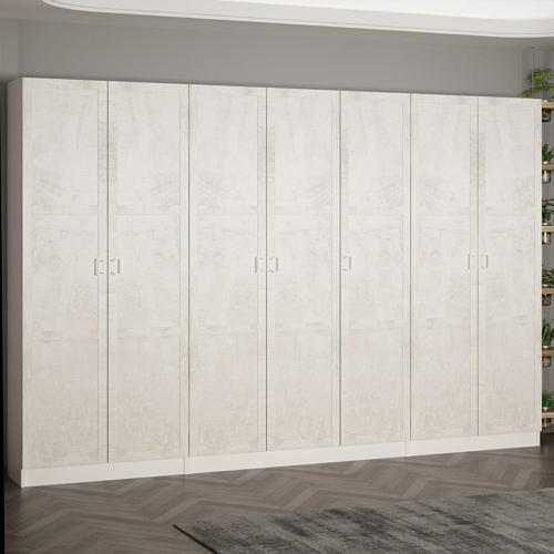 Kale 210 Cm 7 Kapaklı 5B Raf Portmanto Beyaz Eskitme Beyaz