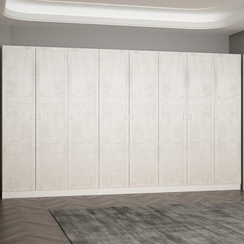 Kale 210 Cm 8 Kapaklı 4B Raf Portmanto Beyaz Eskitme Beyaz