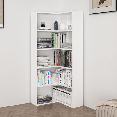 Adel 4 Raflı Köşe Kitaplık - Beyaz