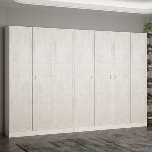 Kale 210 Cm 7 Kapaklı 3B Raf Portmanto Beyaz Eskitme Beyaz