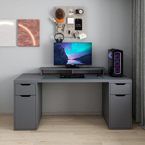 Alen 180 Cm 2 Çekmeceli 2 Dolaplı Çalışma & Oyuncu Masası - Antrasit