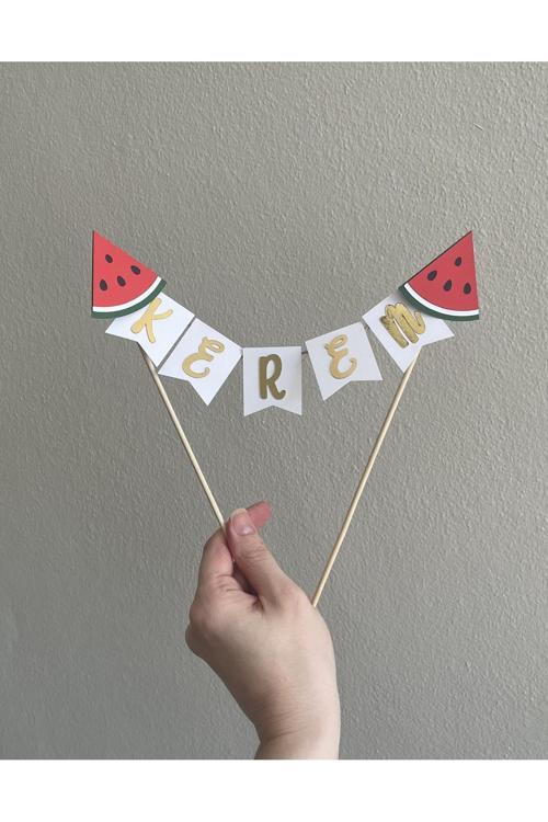 Karpuz Konsept Flama Pasta Süsü, Kişiye Özel Doğum Günü Pastası Süsü