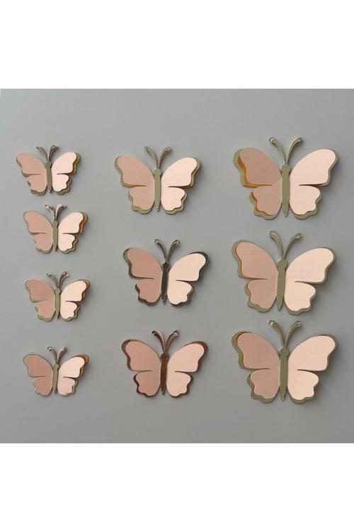 10'Lu Somon Gold Kelebek Doğum Günü Süsü, Pasta Süsü, Balon Süsü