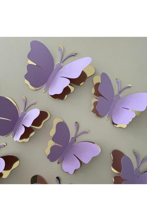 15'Li Kelebek Doğum Günü Balon Süsü - Mor Gold