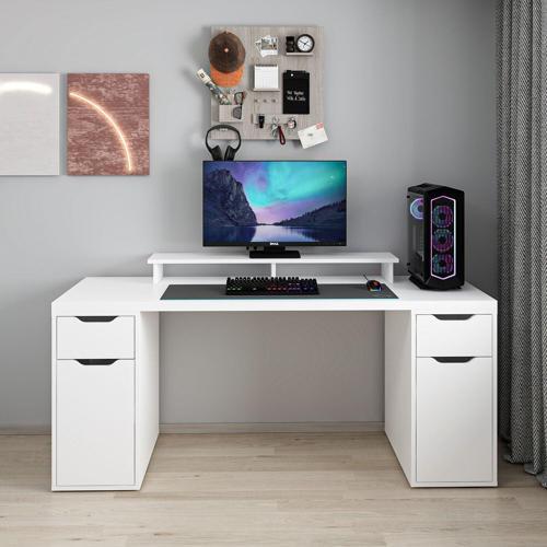 Alen 180 Cm 2 Çekmeceli 2 Dolaplı Çalışma & Oyuncu Masası - Beyaz