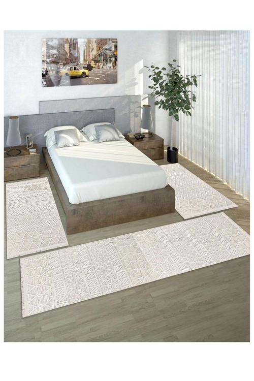 Dijital Baskılı 3 'Lü Yatak Odası Halısı Yolluk Takımı 80X150 2 Adet 80X300 1 Adet