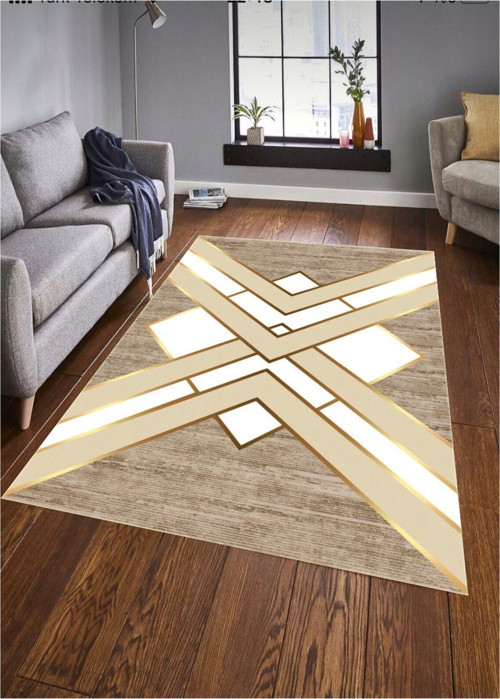 Krem Kaymaz Tabanlı Makinede Yıkanabilir Halı Kaymaz Tabanlı Antialerjik Halıyolluk Dijital Baskı