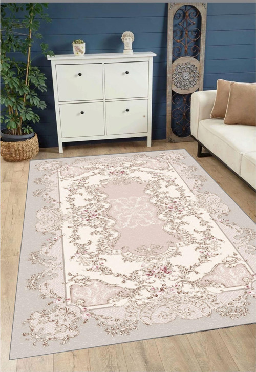 Pembe Dijital Baskı Halı Kaymaz Tabanlı Yıkanabilir Halı Yolluk Salon Halısı4